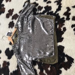 Grey/ Silver sequined top shop blouse (never worn)
